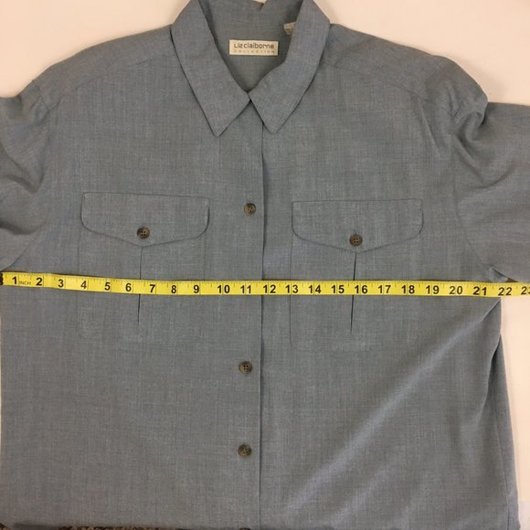 VTG Liz Claiborne Collection Blue Long Sleeve Blouse 90s - Picture 11 of 14